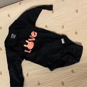 Chic Black and Pink Bodysuit with Love Design
